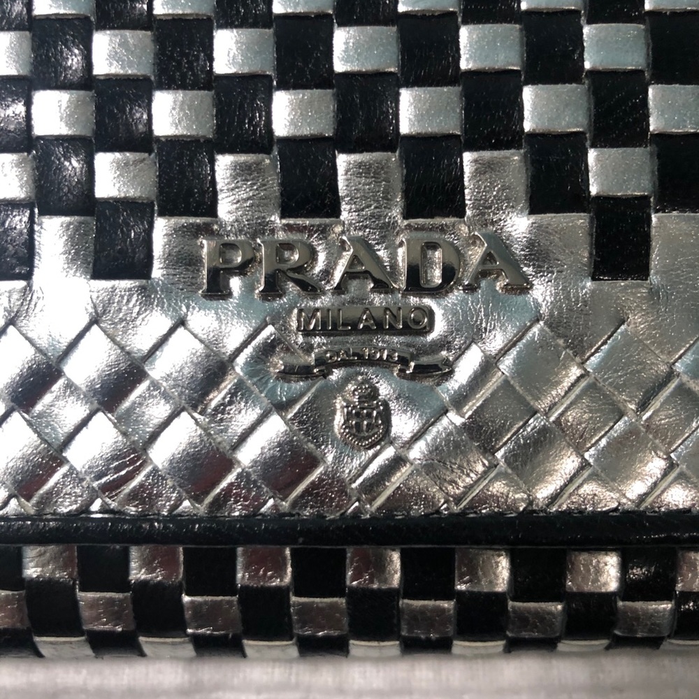 Prada Silver & Black Leather Continental Wallet - Picture 17 of 17